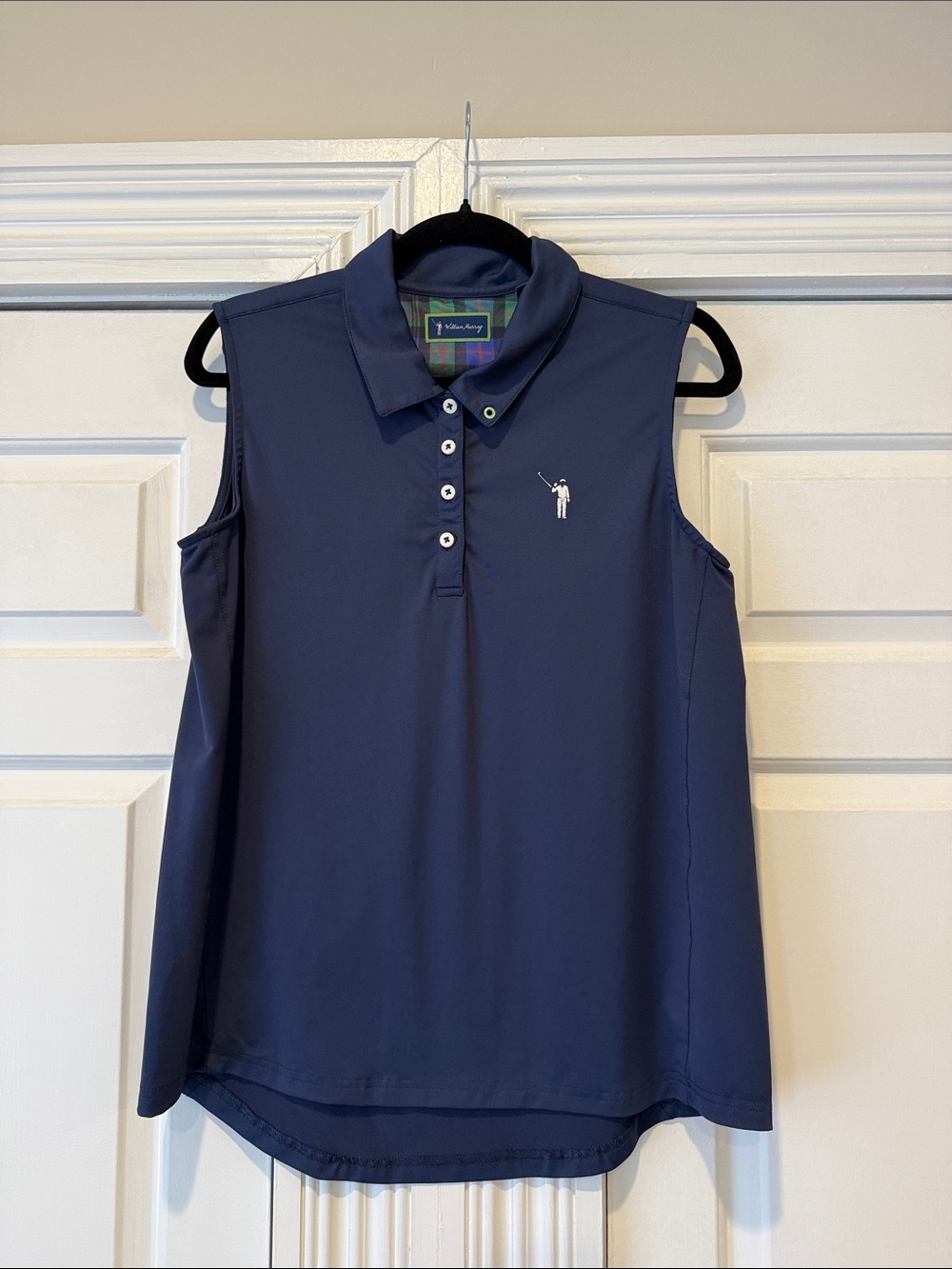 William Murray Golf Sleeveless Polo Tank in Navy with White Logo